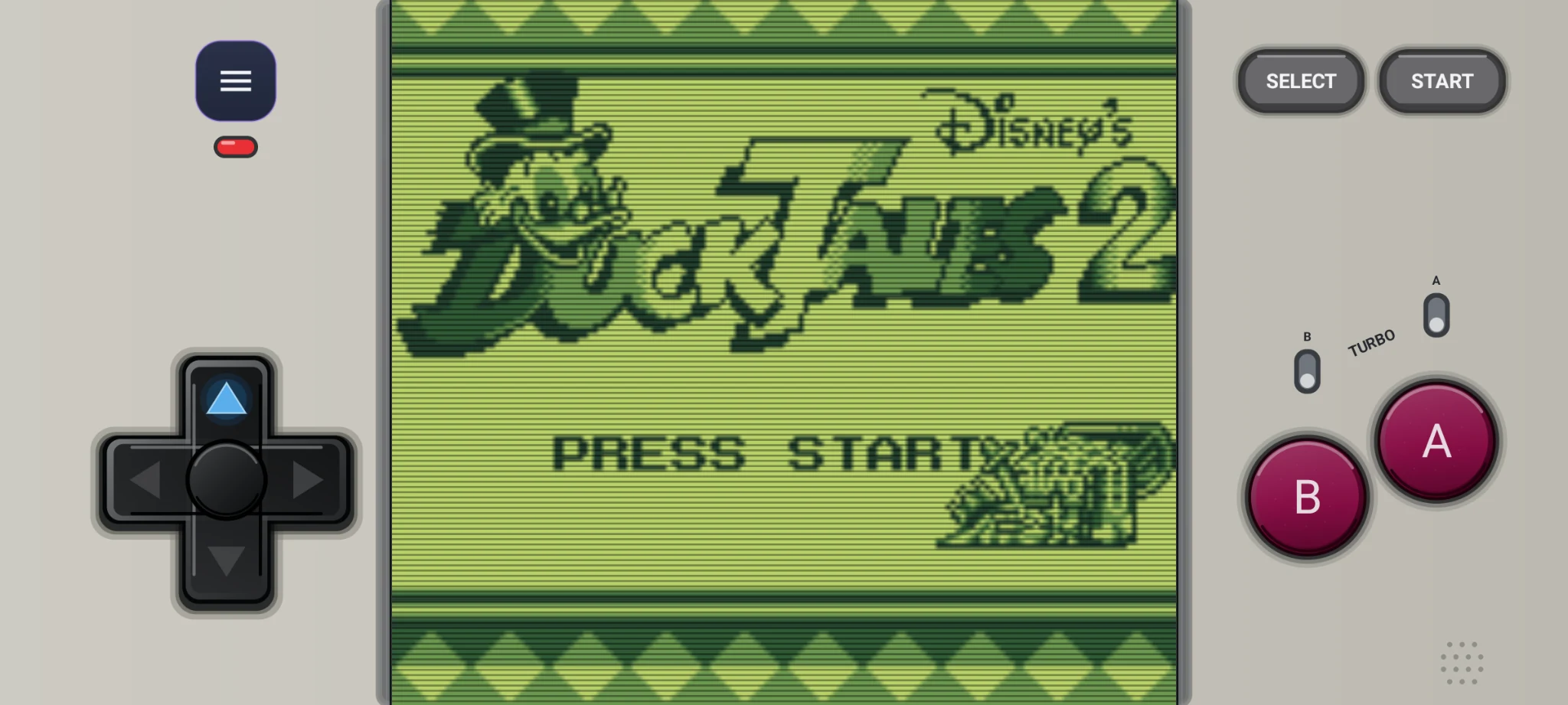 Game Boy touch controls in landscape mode