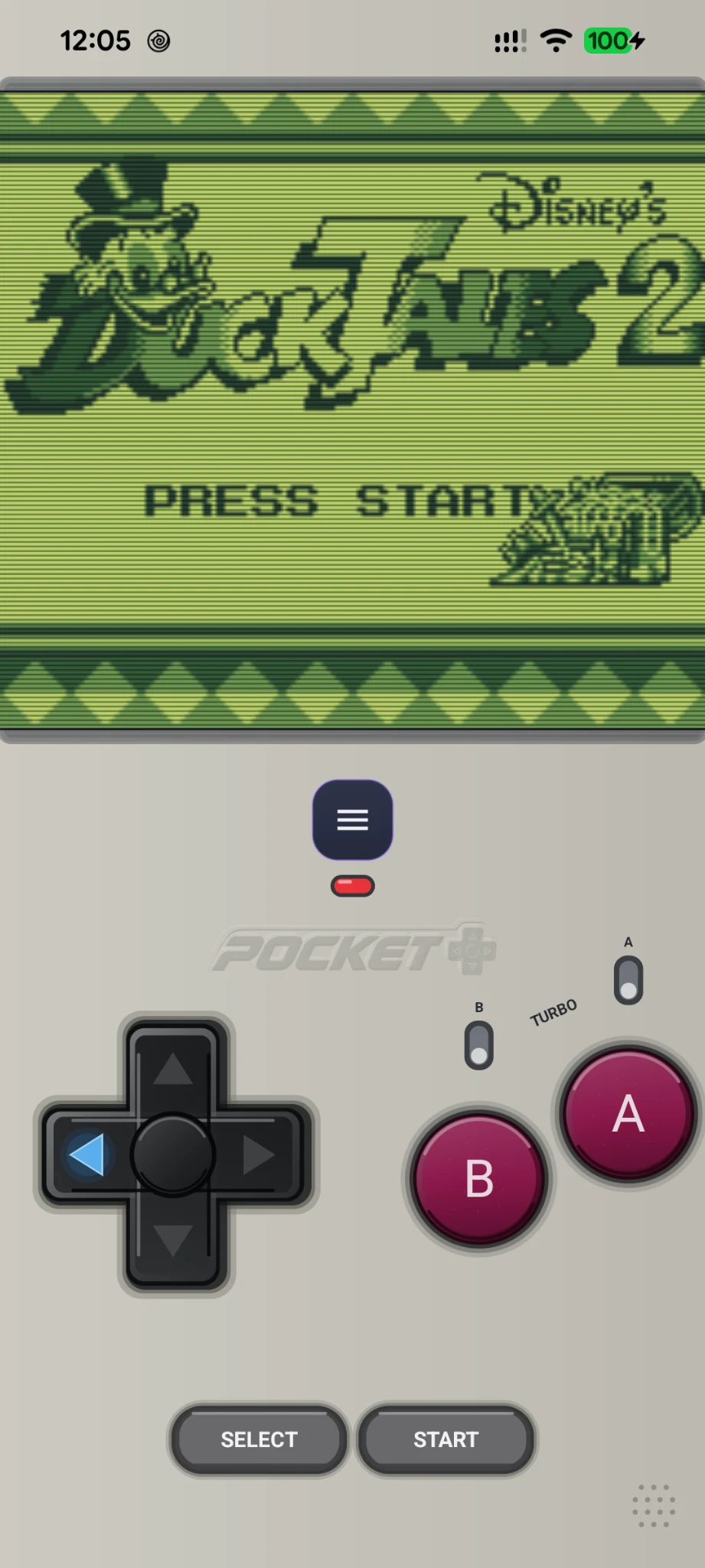 Game Boy touch controls in portrait mode