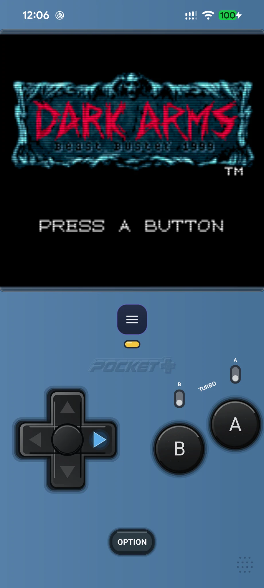 Neo Geo Pocket Color touch controls in portrait mode